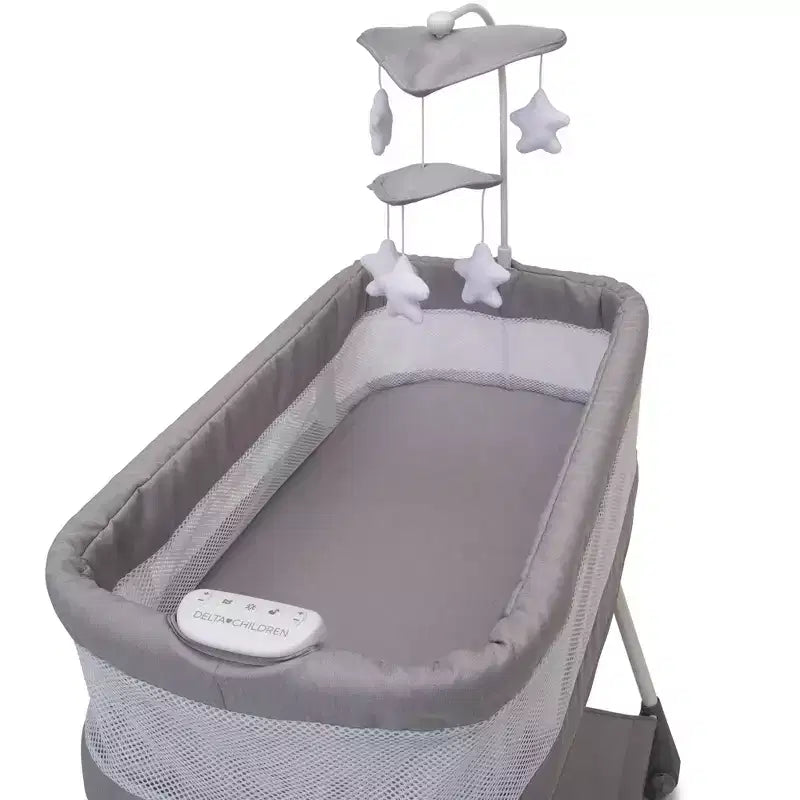 Culla a dondolo per bambini Shooting Star con rete traspirante - Platinum