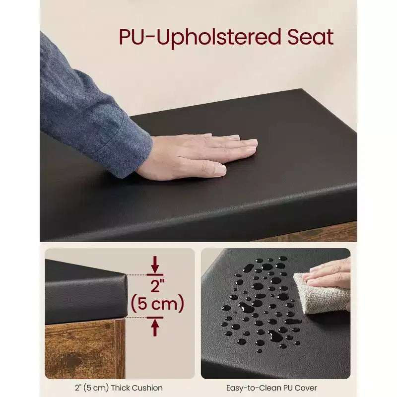 Panca portascarpe con seduta imbottita e 3 vani portaoggetti, robusto organizzatore per ingresso, 11,8 x 23,6 x 17,3 pollici