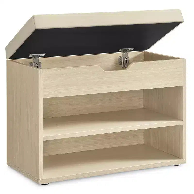 Panca portascarpe con seduta imbottita e 3 vani portaoggetti, robusto organizzatore per ingresso, 11,8 x 23,6 x 17,3 pollici