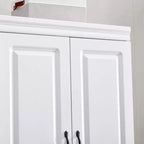 Armadio in legno bianco da 80 cm con 2 cassetti, 1 ripiano e binari appendiabiti