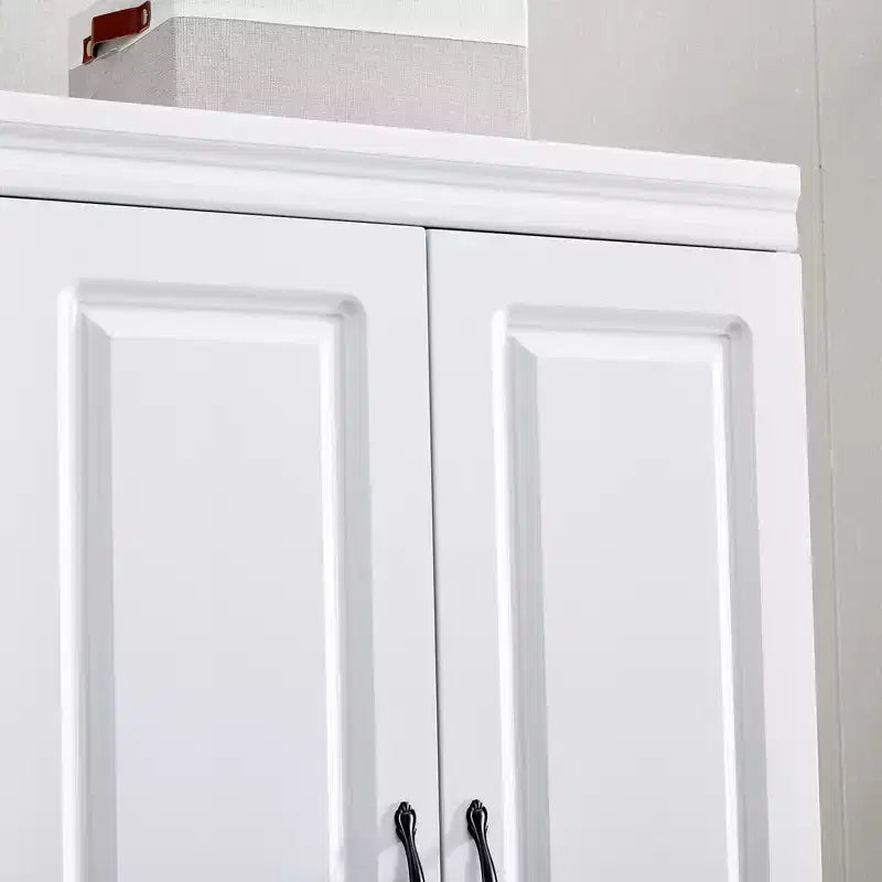 Armadio in legno bianco da 80 cm con 2 cassetti, 1 ripiano e binari appendiabiti