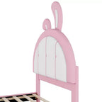 Letto a piattaforma imbottito per letto singolo con testiera a forma di coniglio