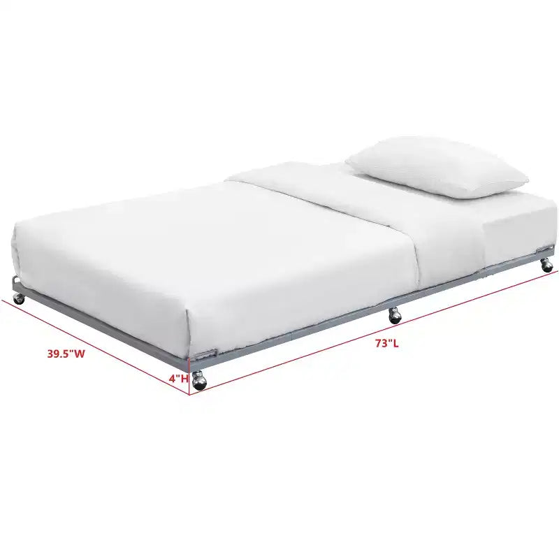 Struttura letto estraibile singola in metallo con piattaforma per divano letto e doghe in acciaio