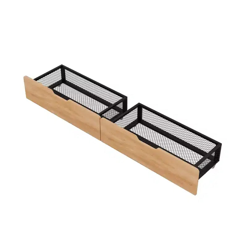 Letto a castello convertibile in metallo a grandezza naturale con 2 cassetti e scaletta - Nero
