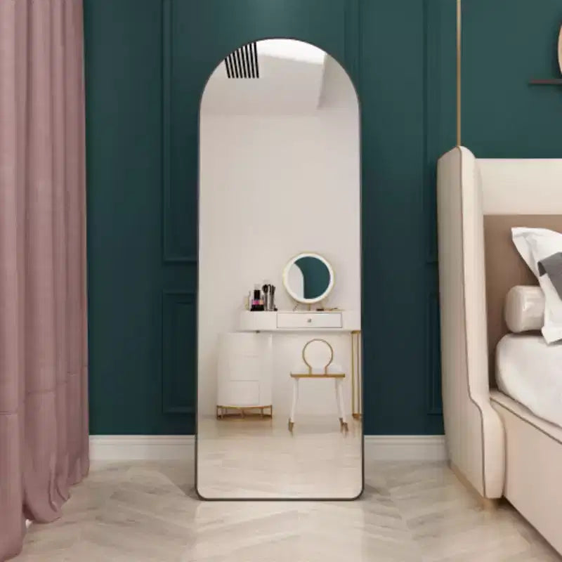 Specchi a figura intera da pavimento, cornice ad arco in lega di alluminio per bagno, camera da letto, portico, negozio di abbigliamento
