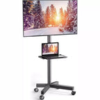 PERLESMITH Mobile TV Cart with Wheels for 23-60 LCD/LED/OLED TVs, Height Adjustable Shelf, Holds Up to 99 lbs, Max VESA 400x400mm