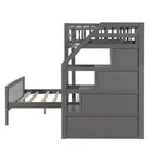 97.2''L 78.4''W Moderno letto a soppalco in legno per due persone con scale contenitore