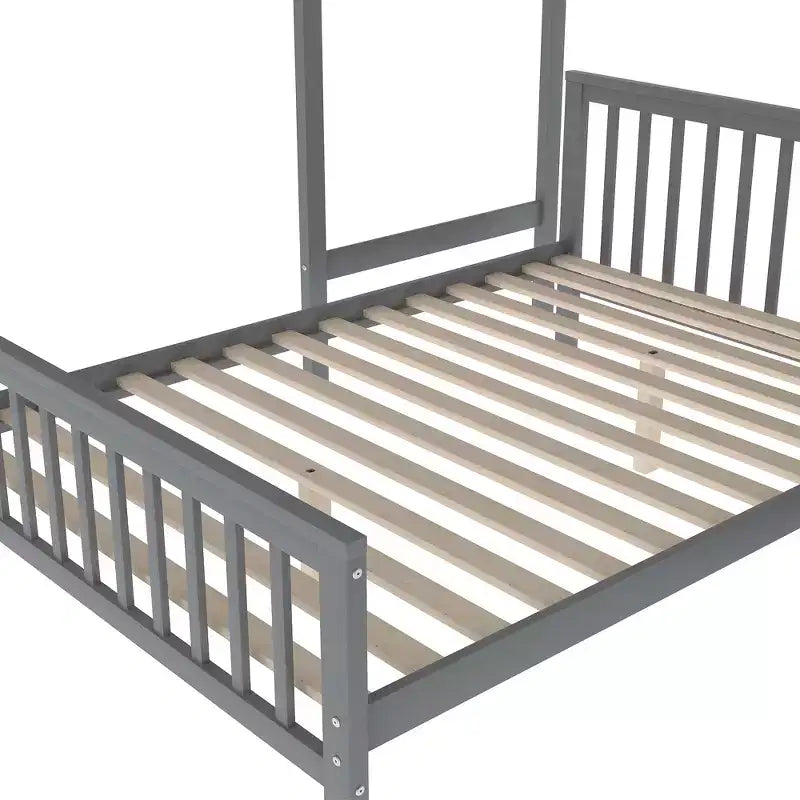 97.2''L 78.4''W Moderno letto a soppalco in legno per due persone con scale contenitore