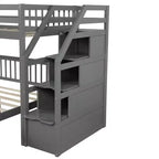 97.2''L 78.4''W Moderno letto a soppalco in legno per due persone con scale contenitore