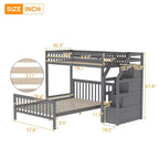97.2''L 78.4''W Moderno letto a soppalco in legno per due persone con scale contenitore
