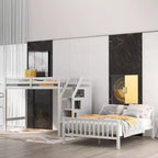 97.2''L 78.4''W Moderno letto a soppalco in legno per due persone con scale contenitore