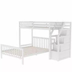 97.2''L 78.4''W Moderno letto a soppalco in legno per due persone con scale contenitore