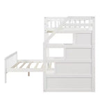 97.2''L 78.4''W Moderno letto a soppalco in legno per due persone con scale contenitore