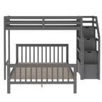 97.2''L 78.4''W Moderno letto a soppalco in legno per due persone con scale contenitore