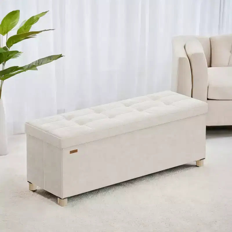 Panca contenitore pouf, Cassapanca con coperchio, 38 x 110 x 40 cm, Poggiapiedi, 112 litri, per camera da letto, soggiorno