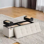 Panca contenitore pouf, Cassapanca con coperchio, 38 x 110 x 40 cm, Poggiapiedi, 112 litri, per camera da letto, soggiorno