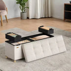 Panca contenitore pouf, Cassapanca con coperchio, 38 x 110 x 40 cm, Poggiapiedi, 112 litri, per camera da letto, soggiorno