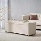 Panca contenitore pouf, Cassapanca con coperchio, 38 x 110 x 40 cm, Poggiapiedi, 112 litri, per camera da letto, soggiorno