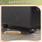 Schedario con Serratura in Legno a 3 Cassetti, Cassettiera Laterale Mobile