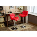 Roundhill Furniture Glasgow Contemporary Tufted Adjustable Height Hidraulic Bar Stools, Red, Set of 2