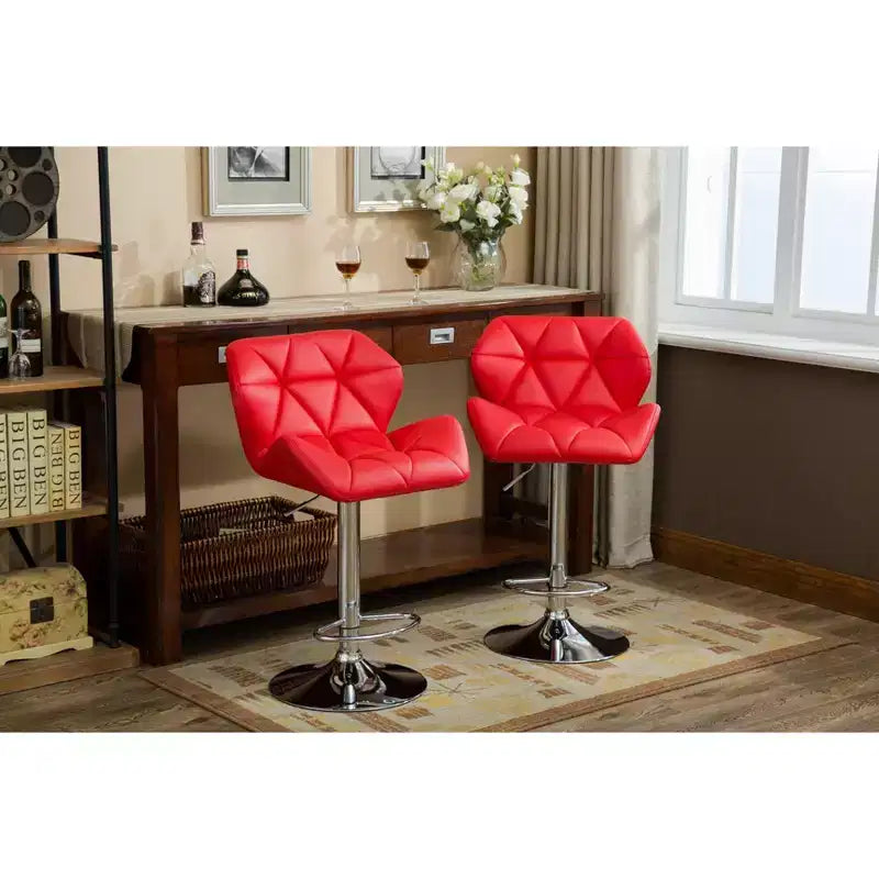 Sgabelli da bar regolabili in altezza Glasgow Contemporary Tufted Hydraulic, rossi