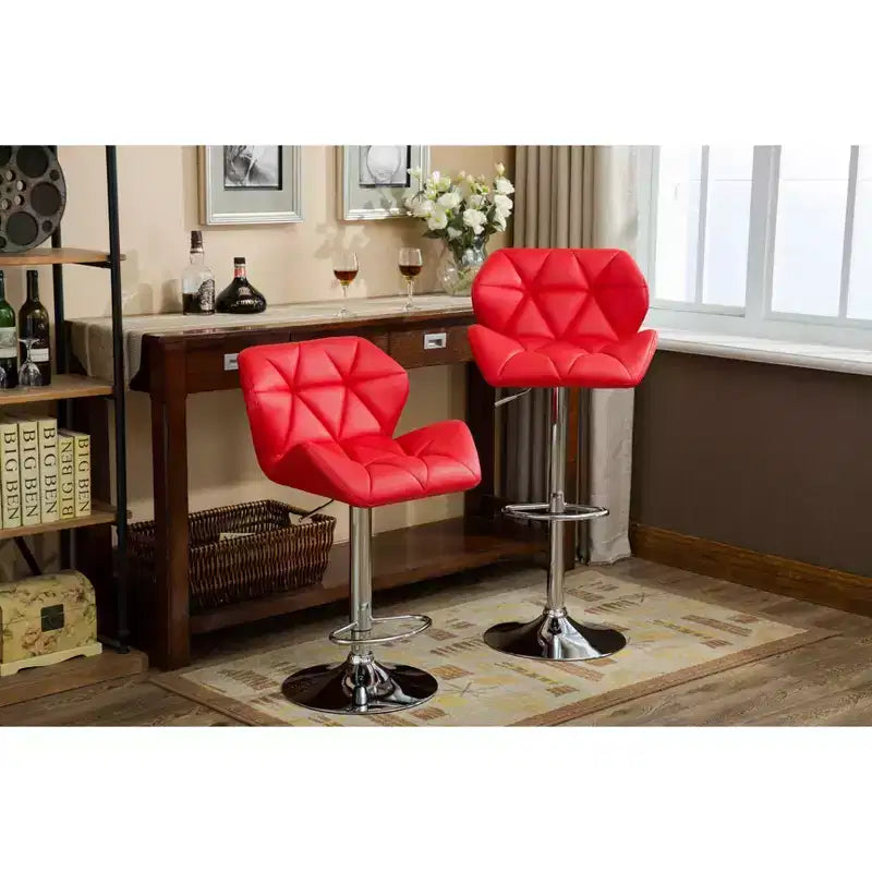 Sgabelli da bar regolabili in altezza Glasgow Contemporary Tufted Hydraulic, rossi