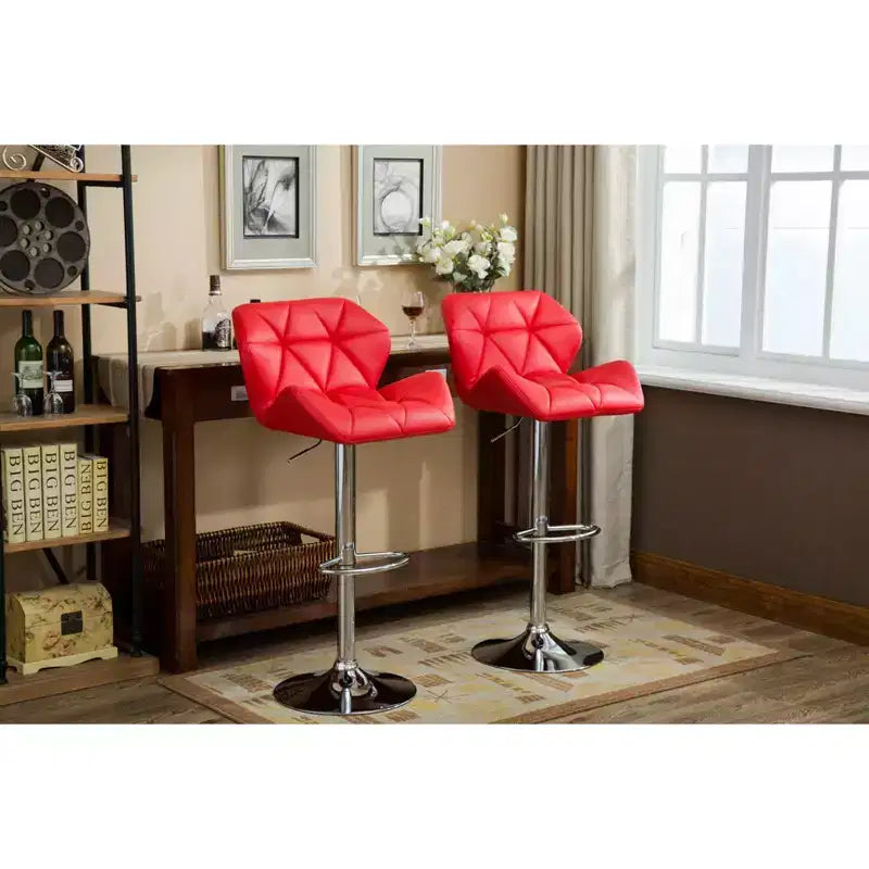 Sgabelli da bar regolabili in altezza Glasgow Contemporary Tufted Hydraulic, rossi