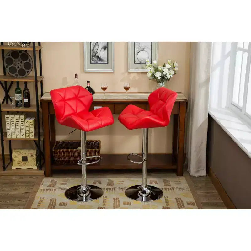 Sgabelli da bar regolabili in altezza Glasgow Contemporary Tufted Hydraulic, rossi
