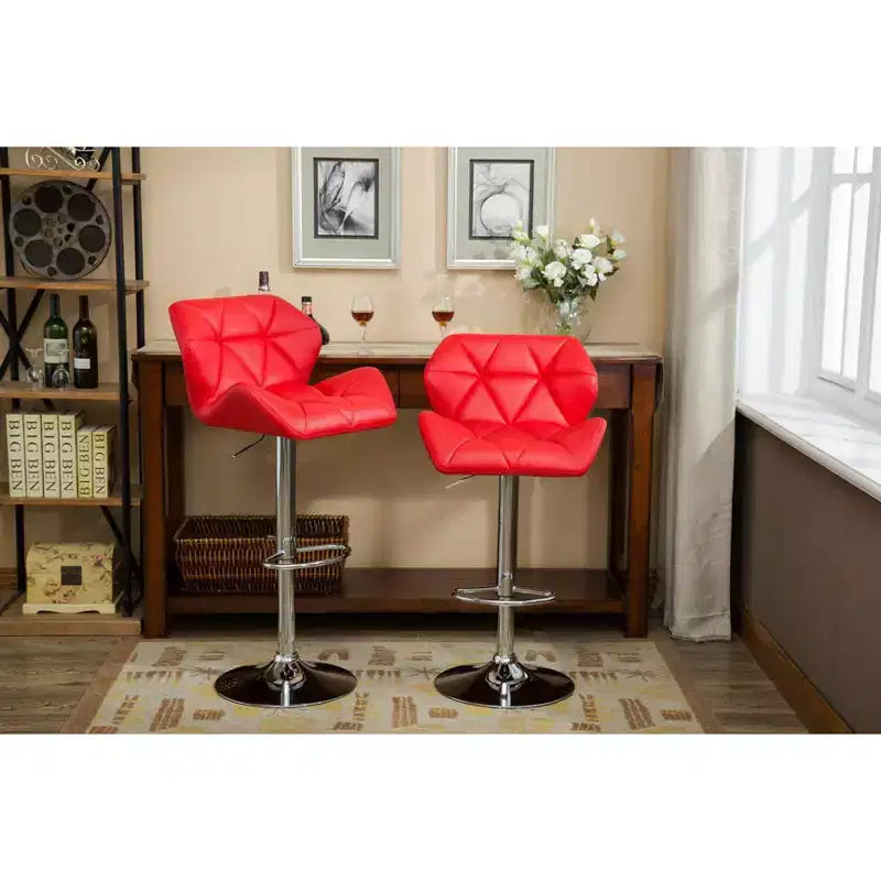 Sgabelli da bar regolabili in altezza Glasgow Contemporary Tufted Hydraulic, rossi