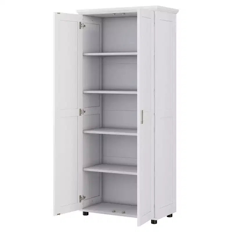 Mobile Contenitore in Stile Minimalista con Ante Doppie e Ripiani Regolabili per Bagno, Ufficio - Bianco
