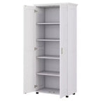 Mobile Contenitore in Stile Minimalista con Ante Doppie e Ripiani Regolabili per Bagno, Ufficio - Bianco