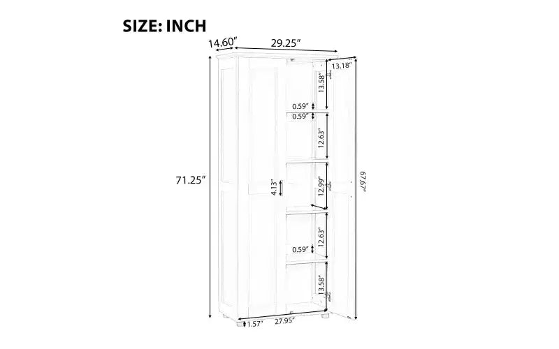 Mobile Contenitore in Stile Minimalista con Ante Doppie e Ripiani Regolabili per Bagno, Ufficio - Bianco