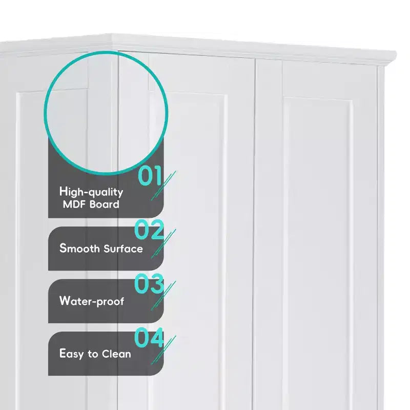 Mobile Contenitore in Stile Minimalista con Ante Doppie e Ripiani Regolabili per Bagno, Ufficio - Bianco