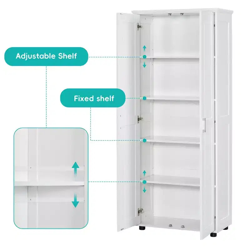 Mobile Contenitore in Stile Minimalista con Ante Doppie e Ripiani Regolabili per Bagno, Ufficio - Bianco