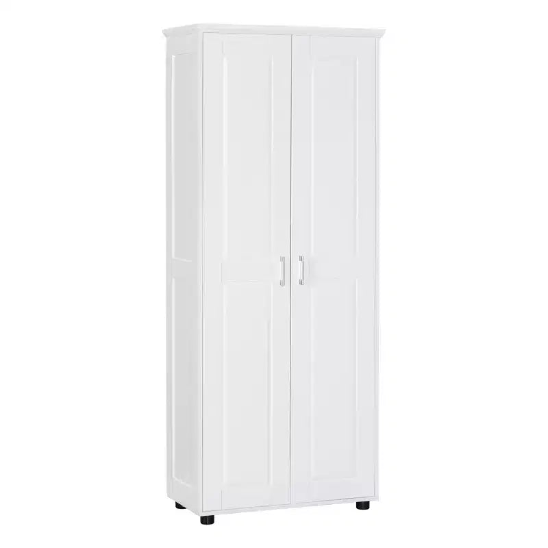 Mobile Contenitore in Stile Minimalista con Ante Doppie e Ripiani Regolabili per Bagno, Ufficio - Bianco