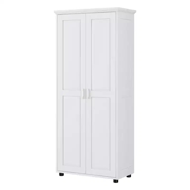 Mobile Contenitore in Stile Minimalista con Ante Doppie e Ripiani Regolabili per Bagno, Ufficio - Bianco