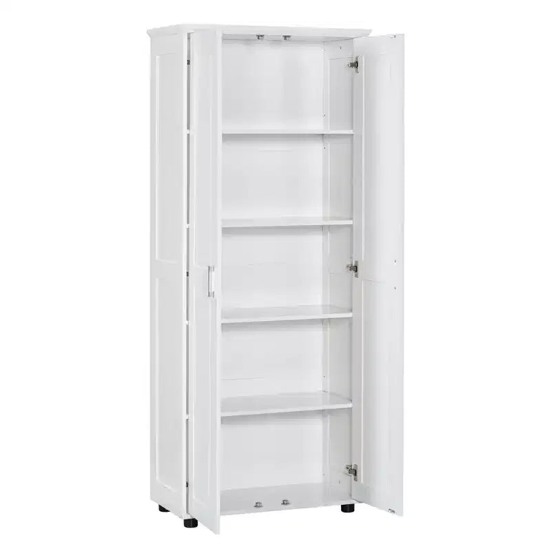 Mobile Contenitore in Stile Minimalista con Ante Doppie e Ripiani Regolabili per Bagno, Ufficio - Bianco