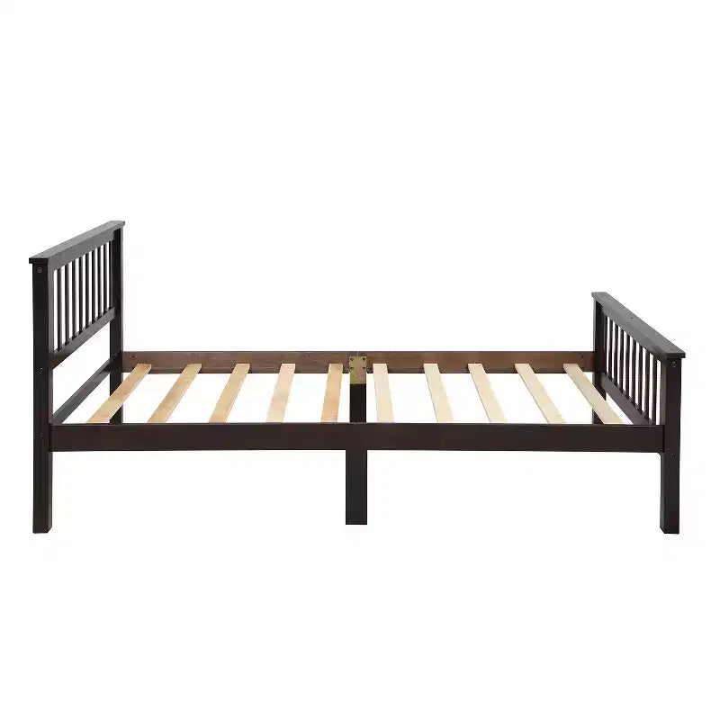 Letto a piattaforma in legno a una piazza con testiera e pediera