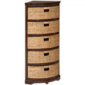eHemco Hampton Meadows 5 Tier X-Side Corner Storage Drawers with 5 Wicker Baskets