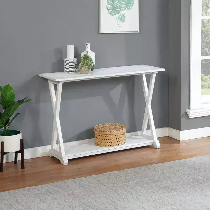 X-Farmhouse Tavolo Consolle Tavolino da Divano con Ripiano Contenitore