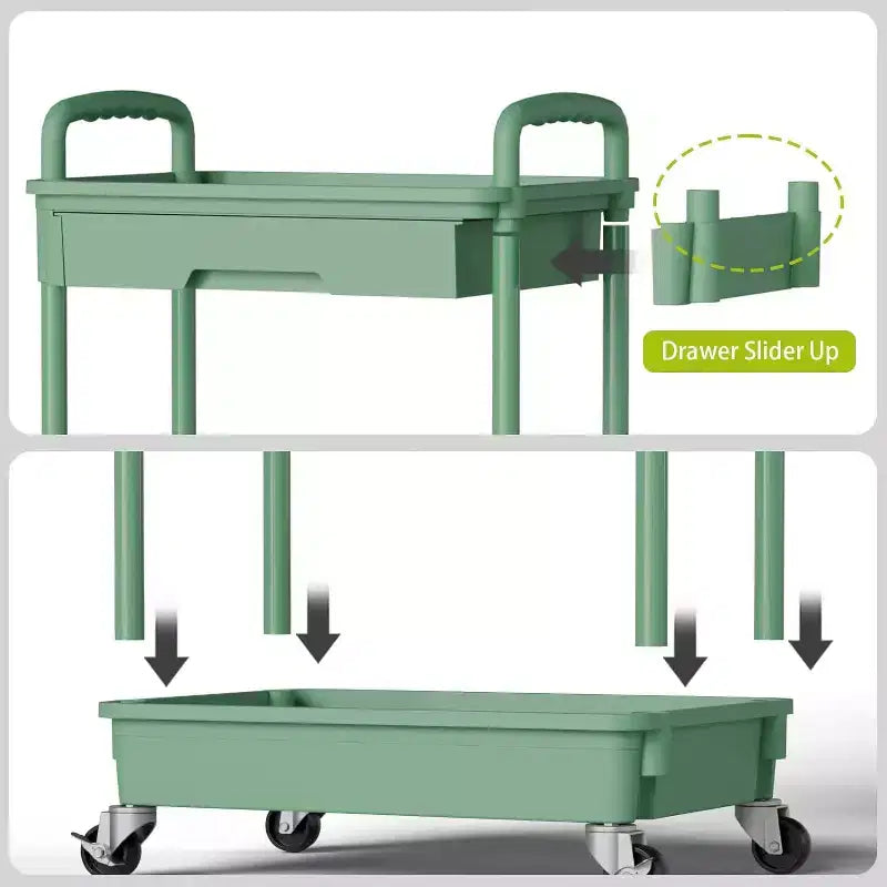 Carrello scorrevole a 5 ripiani con cassetto, organizer mobile salvaspazio per cucina - Capacità 150 kg