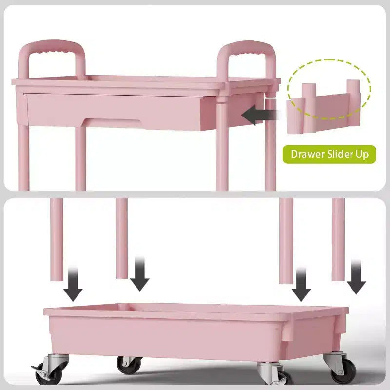 Carrello scorrevole a 5 ripiani con cassetto, organizer mobile salvaspazio per cucina - Capacità 150 kg