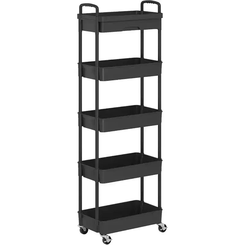 Carrello scorrevole a 5 ripiani con cassetto, organizer mobile salvaspazio per cucina - Capacità 150 kg
