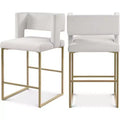 Meridian Furniture,Caleb Cream Velvet Counter Stool, Set of 2