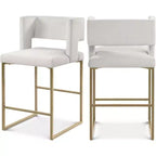 Meridian Furniture,Caleb Cream Velvet Counter Stool, Set of 2