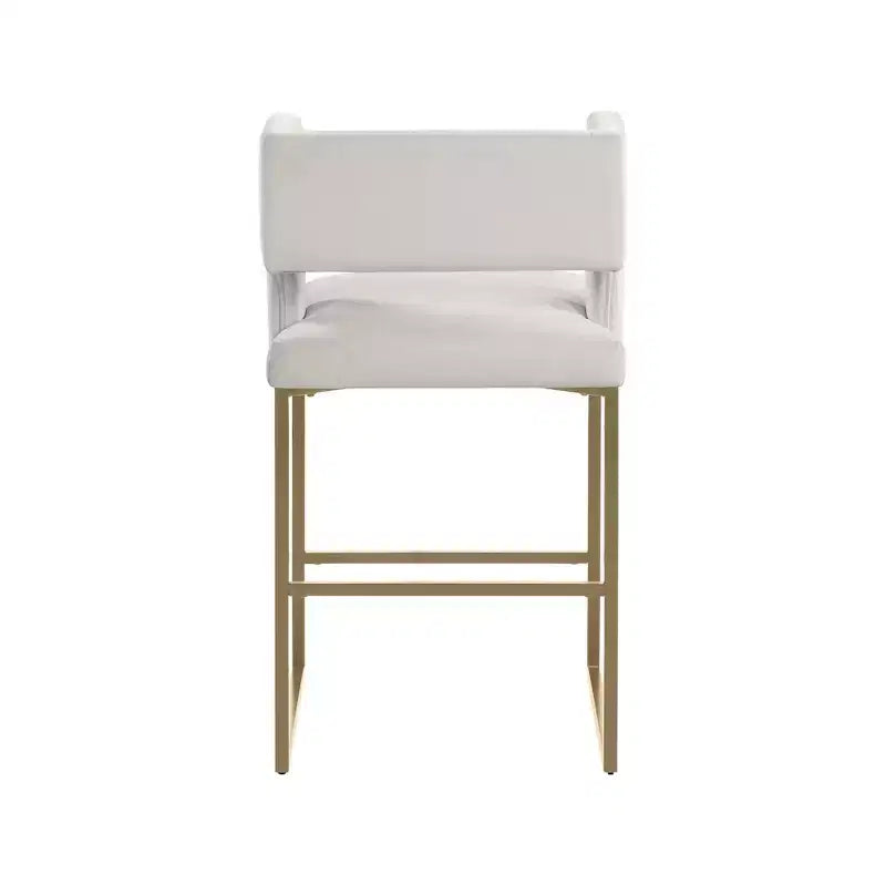Sgabello da bancone Caleb in velluto crema
