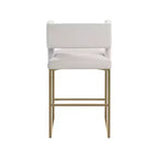 Sgabello da bancone Caleb in velluto crema
