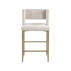 Sgabello da bancone Caleb in velluto crema