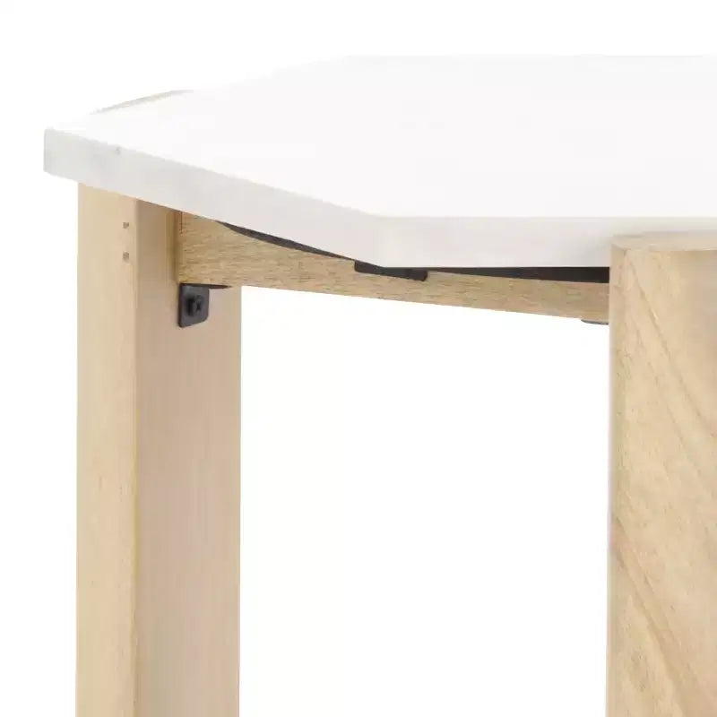 Tavolino Pisa in marmo - ACC3733A - Bianco/Naturale