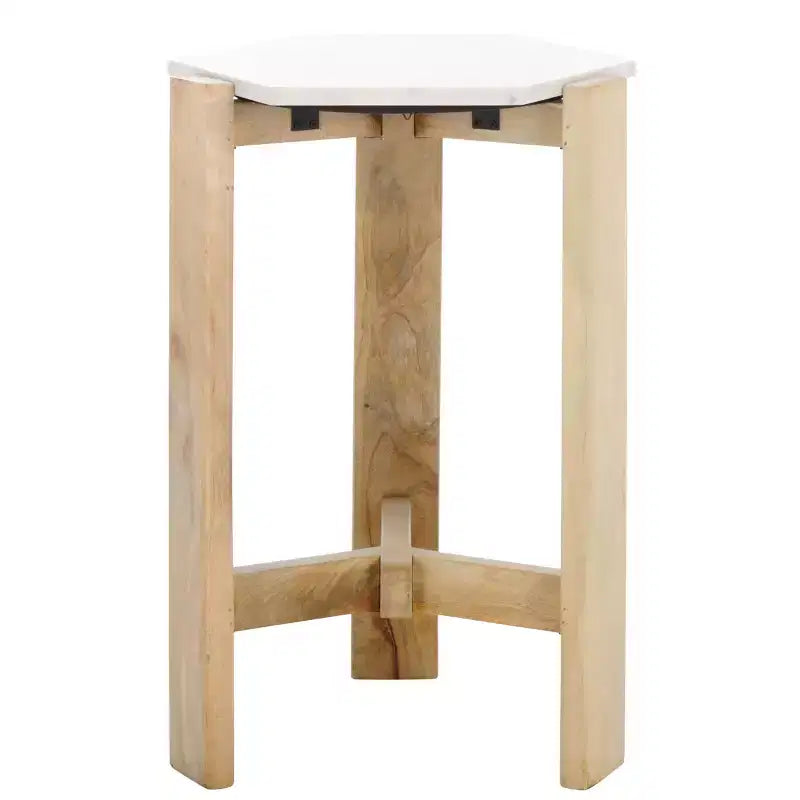 Tavolino Pisa in marmo - ACC3733A - Bianco/Naturale